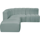 Meridian Arc Mint Green Vegan Leather 5 pc Modular Sectional IMAGE 8