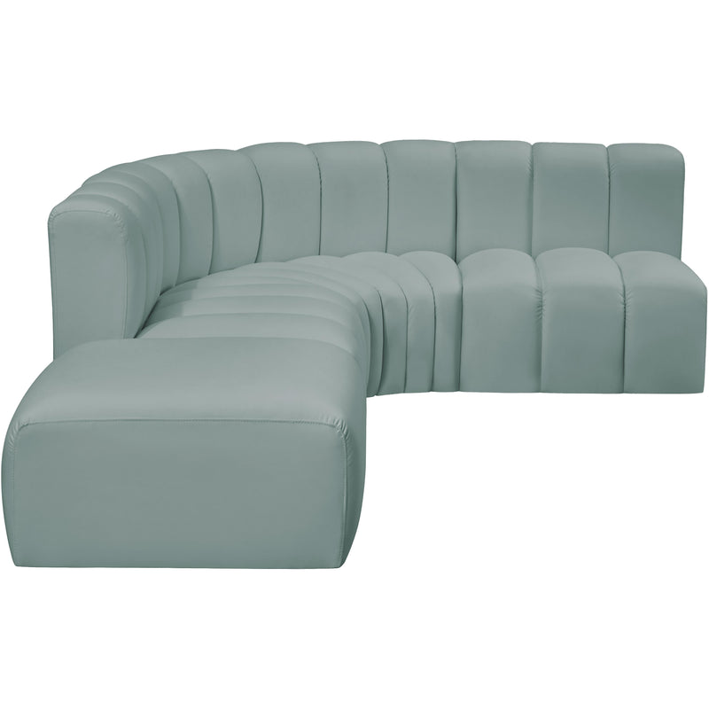 Meridian Arc Mint Green Vegan Leather 5 pc Modular Sectional IMAGE 8