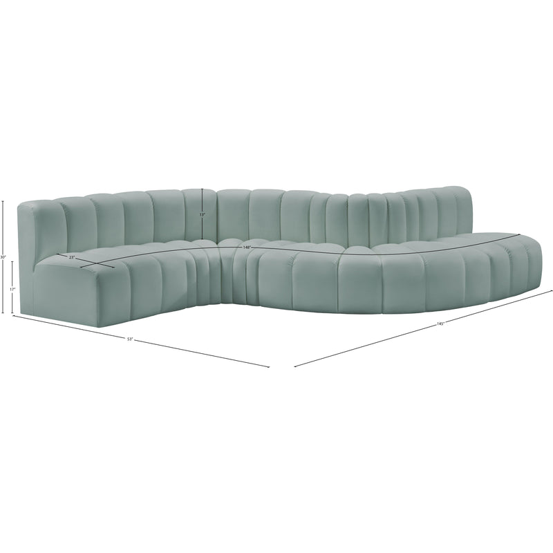 Meridian Arc Mint Green Vegan Leather 6 pc Modular Sectional IMAGE 10