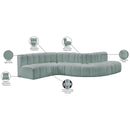 Meridian Arc Mint Green Vegan Leather 6 pc Modular Sectional IMAGE 11