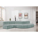 Meridian Arc Mint Green Vegan Leather 6 pc Modular Sectional IMAGE 2
