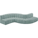 Meridian Arc Mint Green Vegan Leather 6 pc Modular Sectional IMAGE 3