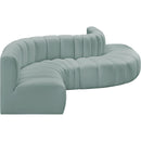 Meridian Arc Mint Green Vegan Leather 6 pc Modular Sectional IMAGE 4