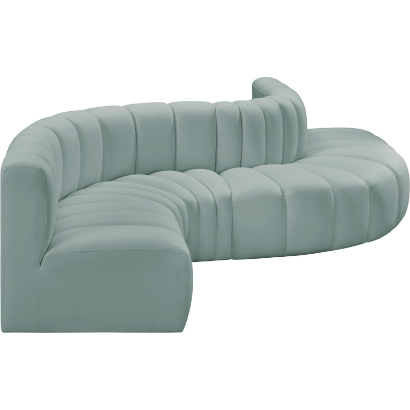 Meridian Arc Mint Green Vegan Leather 6 pc Modular Sectional IMAGE 4