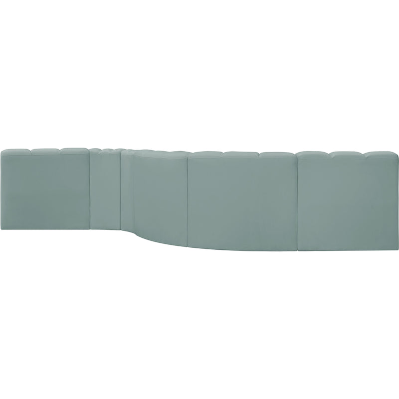 Meridian Arc Mint Green Vegan Leather 6 pc Modular Sectional IMAGE 5
