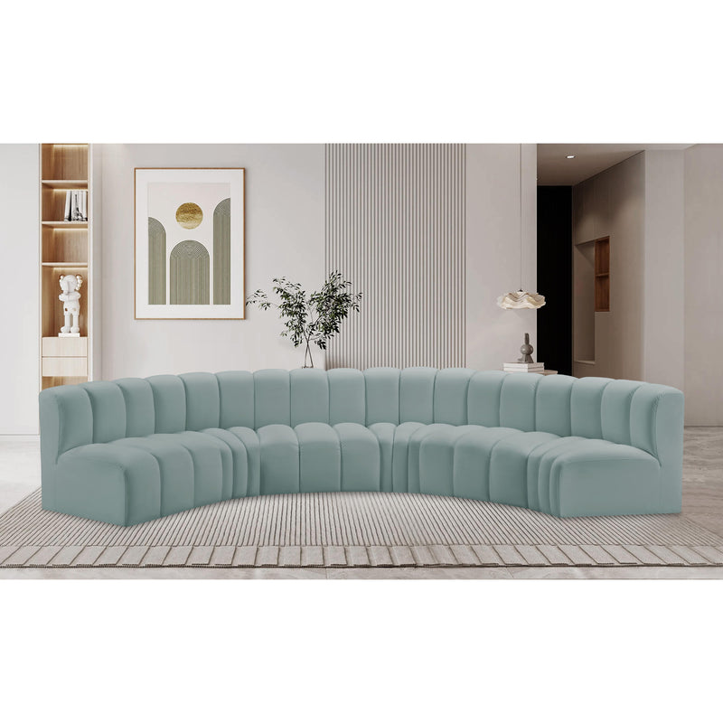Meridian Arc Mint Green Vegan Leather 6 pc Modular Sectional IMAGE 2