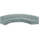 Meridian Arc Mint Green Vegan Leather 6 pc Modular Sectional IMAGE 3
