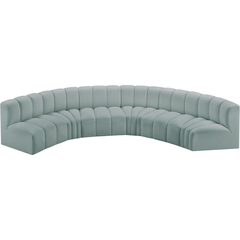 Meridian Arc Mint Green Vegan Leather 6 pc Modular Sectional IMAGE 3