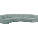 Meridian Arc Mint Green Vegan Leather 6 pc Modular Sectional IMAGE 4