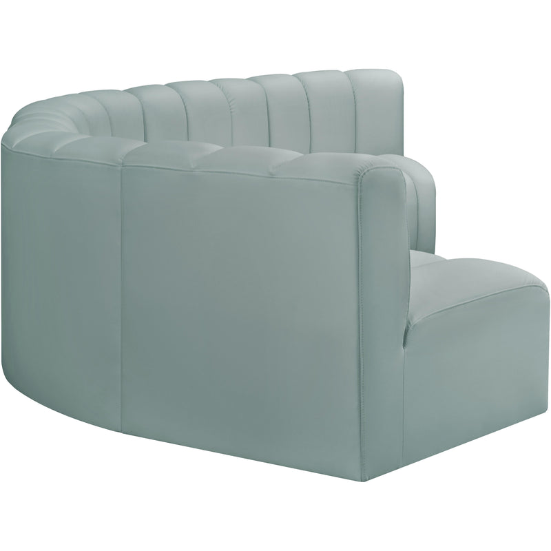 Meridian Arc Mint Green Vegan Leather 6 pc Modular Sectional IMAGE 5
