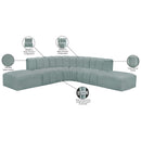 Meridian Arc Mint Green Vegan Leather 6 pc Modular Sectional IMAGE 12