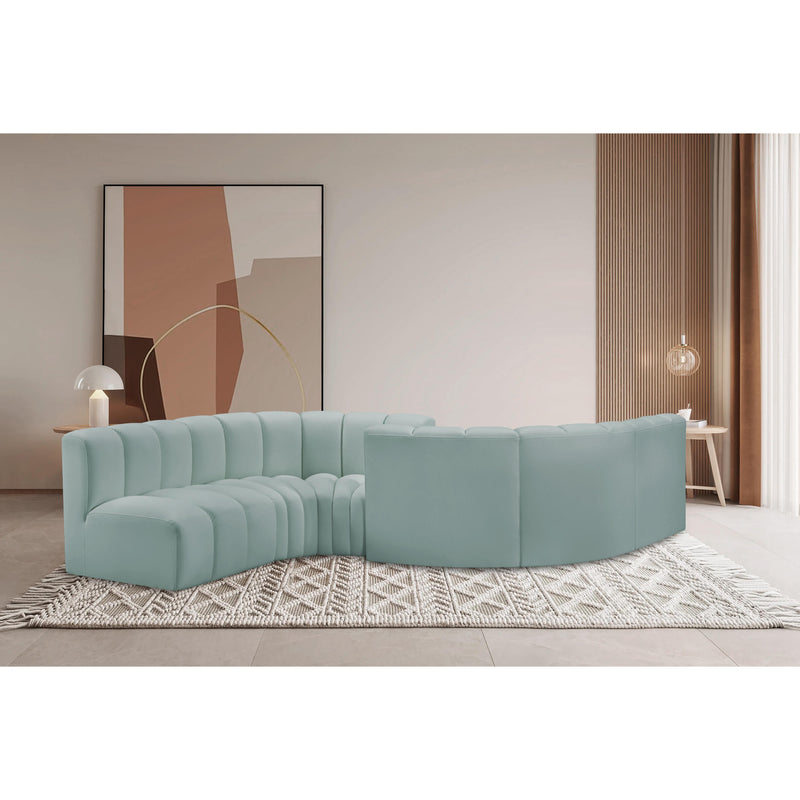 Meridian Arc Mint Green Vegan Leather 6 pc Modular Sectional IMAGE 2