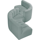 Meridian Arc Mint Green Vegan Leather 6 pc Modular Sectional IMAGE 3