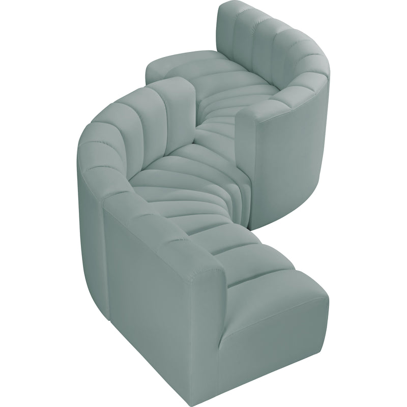 Meridian Arc Mint Green Vegan Leather 6 pc Modular Sectional IMAGE 3