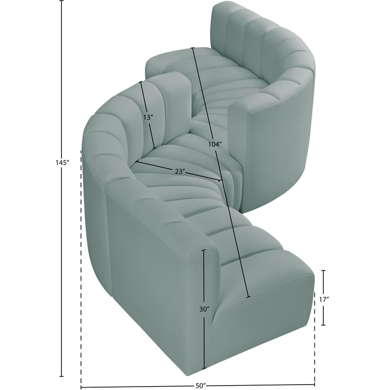 Meridian Arc Mint Green Vegan Leather 6 pc Modular Sectional IMAGE 7