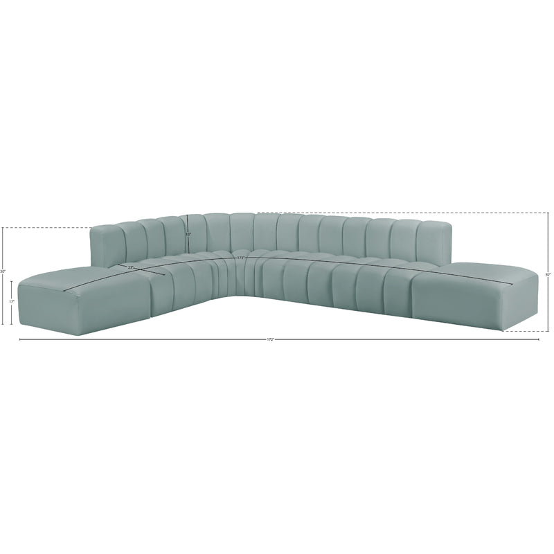 Meridian Arc Mint Green Vegan Leather 7 pc Modular Sectional IMAGE 10
