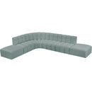Meridian Arc Mint Green Vegan Leather 7 pc Modular Sectional IMAGE 3