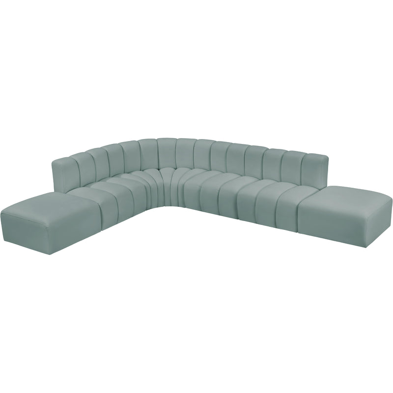 Meridian Arc Mint Green Vegan Leather 7 pc Modular Sectional IMAGE 3