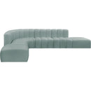 Meridian Arc Mint Green Vegan Leather 7 pc Modular Sectional IMAGE 4
