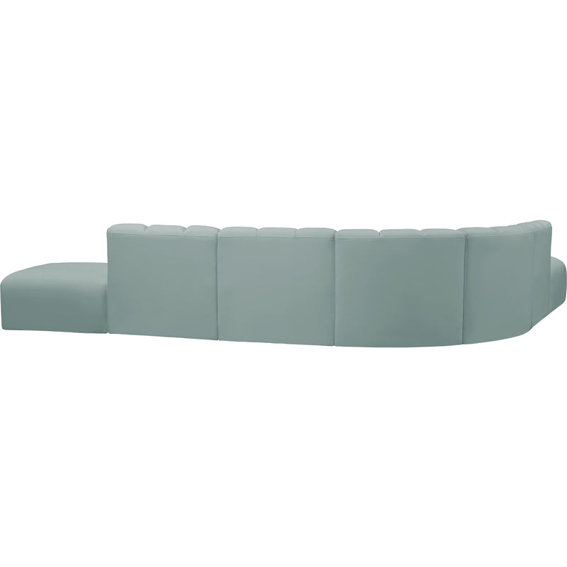 Meridian Arc Mint Green Vegan Leather 7 pc Modular Sectional IMAGE 5