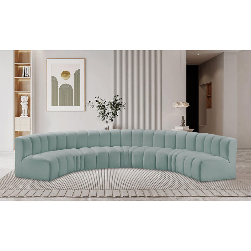 Meridian Arc Mint Green Vegan Leather 7 pc Modular Sectional IMAGE 2