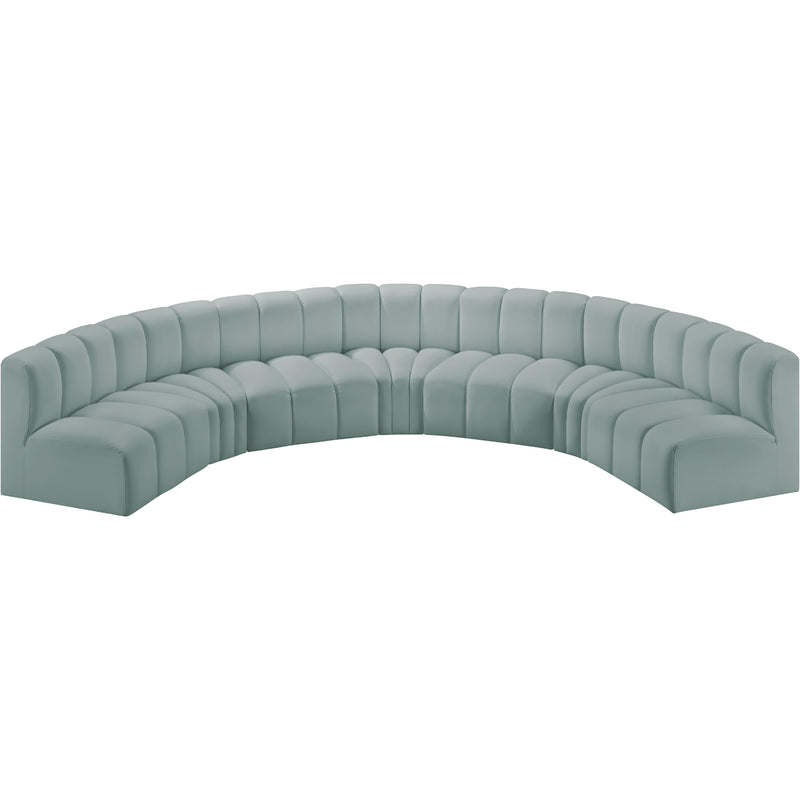 Meridian Arc Mint Green Vegan Leather 7 pc Modular Sectional IMAGE 3