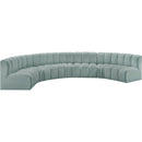 Meridian Arc Mint Green Vegan Leather 7 pc Modular Sectional IMAGE 4