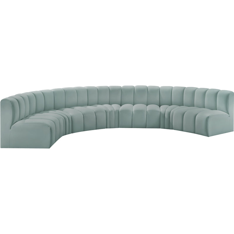 Meridian Arc Mint Green Vegan Leather 7 pc Modular Sectional IMAGE 4