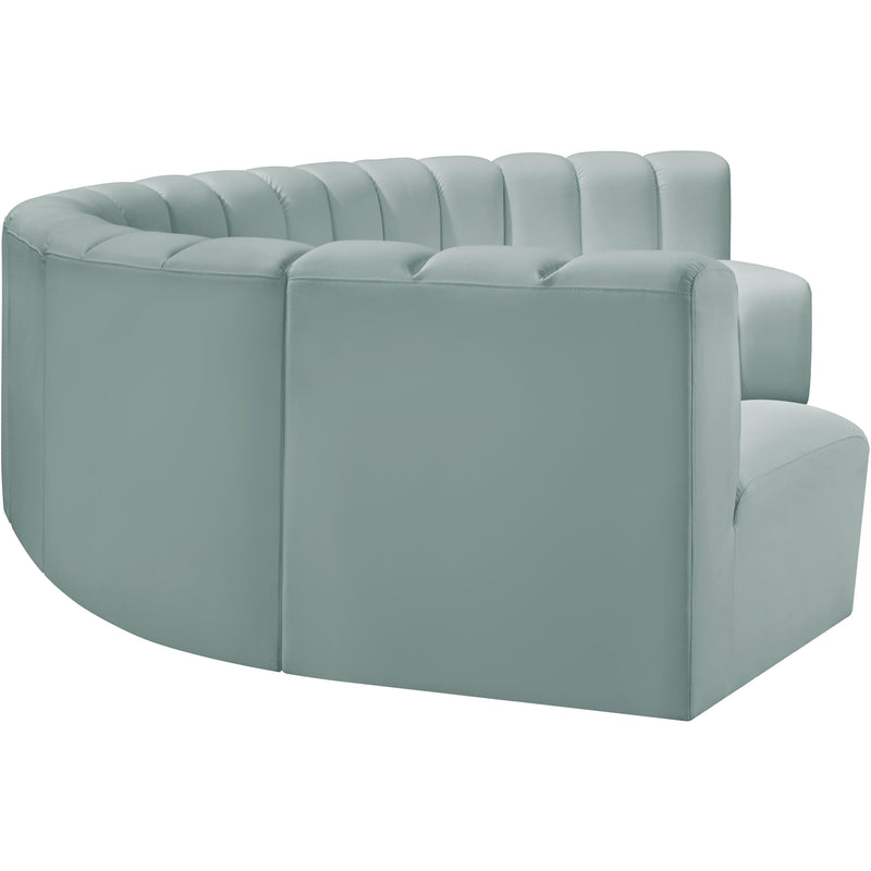 Meridian Arc Mint Green Vegan Leather 7 pc Modular Sectional IMAGE 5
