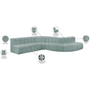 Meridian Arc Mint Green Vegan Leather 7 pc Modular Sectional IMAGE 13