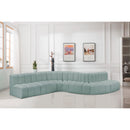 Meridian Arc Mint Green Vegan Leather 7 pc Modular Sectional IMAGE 2