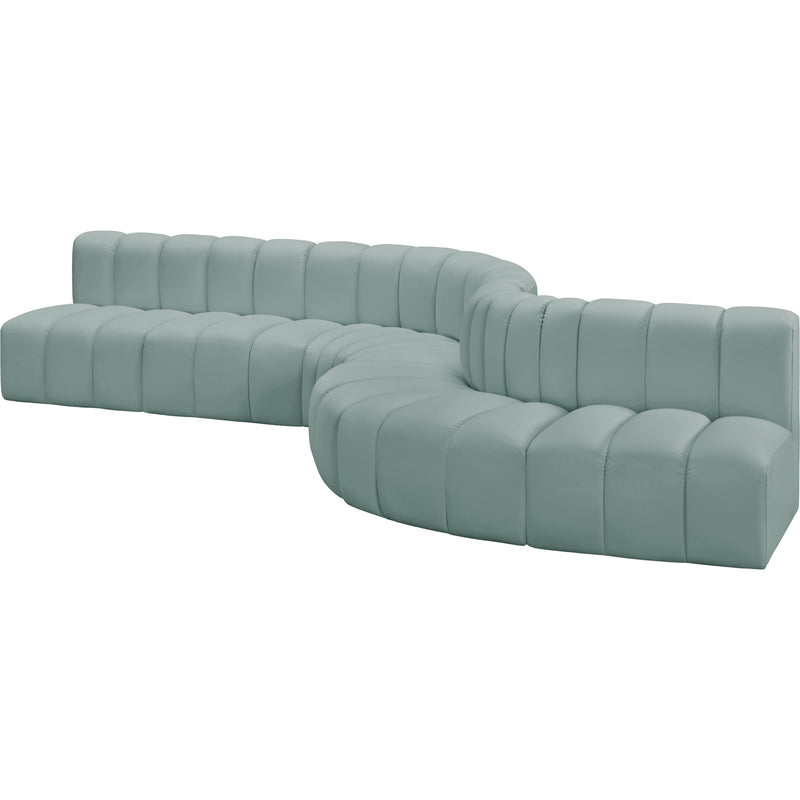 Meridian Arc Mint Green Vegan Leather 7 pc Modular Sectional IMAGE 4