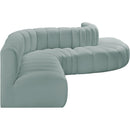 Meridian Arc Mint Green Vegan Leather 7 pc Modular Sectional IMAGE 5