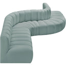 Meridian Arc Mint Green Vegan Leather 7 pc Modular Sectional IMAGE 6