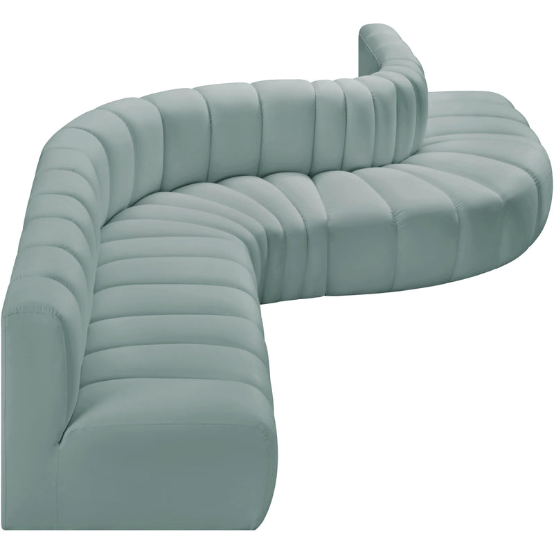 Meridian Arc Mint Green Vegan Leather 7 pc Modular Sectional IMAGE 6