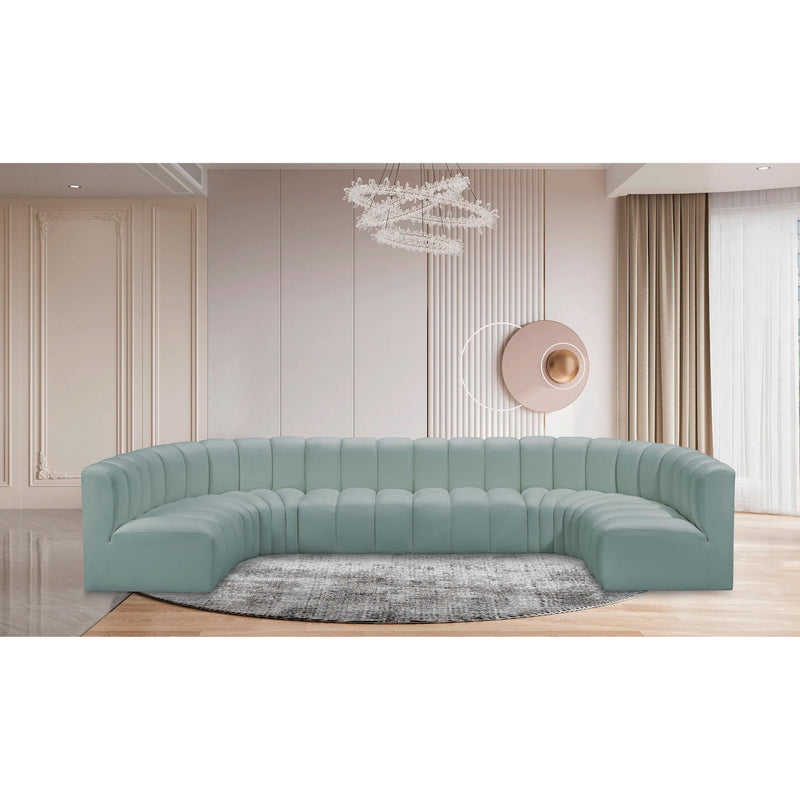 Meridian Arc Mint Green Vegan Leather 8 pc Modular Sectional IMAGE 2