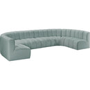 Meridian Arc Mint Green Vegan Leather 8 pc Modular Sectional IMAGE 5