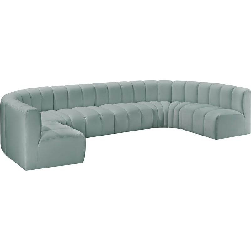 Meridian Arc Mint Green Vegan Leather 8 pc Modular Sectional IMAGE 5