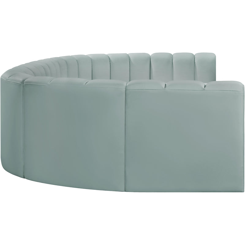 Meridian Arc Mint Green Vegan Leather 8 pc Modular Sectional IMAGE 6