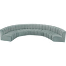 Meridian Arc Mint Green Vegan Leather 8 pc Modular Sectional IMAGE 3