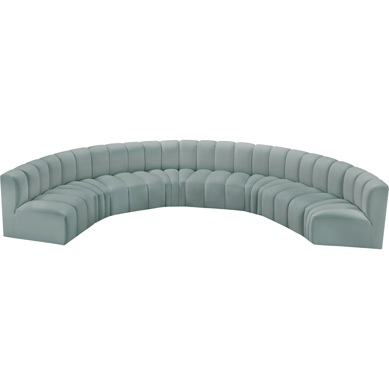 Meridian Arc Mint Green Vegan Leather 8 pc Modular Sectional IMAGE 3