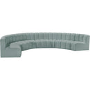 Meridian Arc Mint Green Vegan Leather 8 pc Modular Sectional IMAGE 4