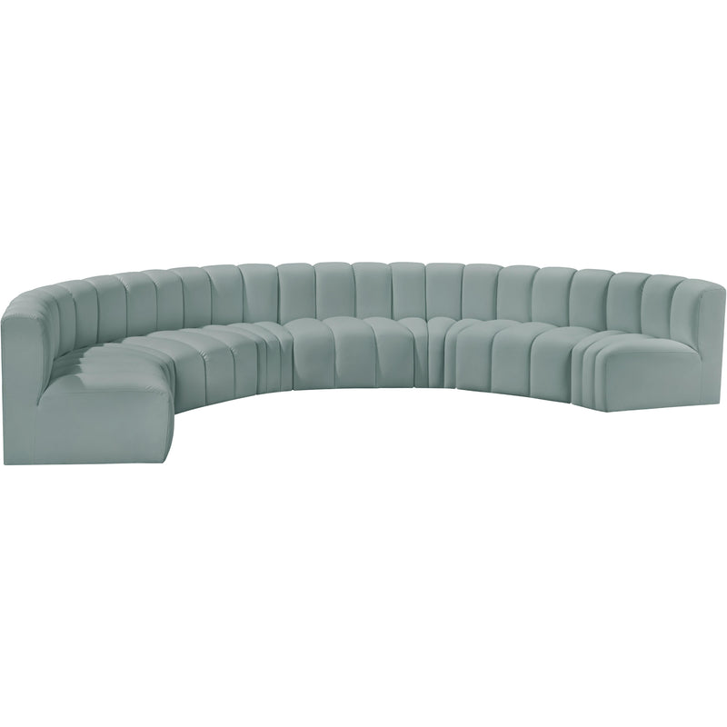 Meridian Arc Mint Green Vegan Leather 8 pc Modular Sectional IMAGE 4
