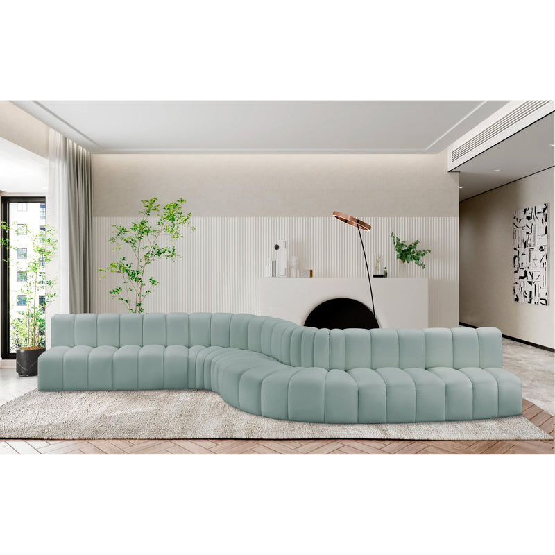 Meridian Arc Mint Green Vegan Leather 8 pc Modular Sectional IMAGE 2