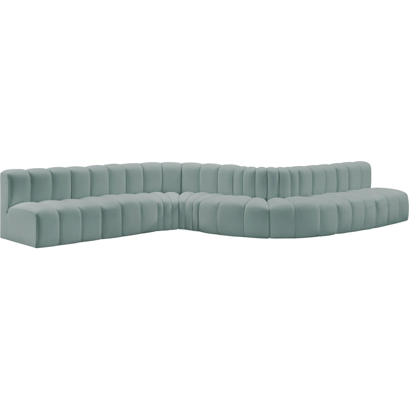 Meridian Arc Mint Green Vegan Leather 8 pc Modular Sectional IMAGE 3