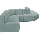 Meridian Arc Mint Green Vegan Leather 8 pc Modular Sectional IMAGE 5