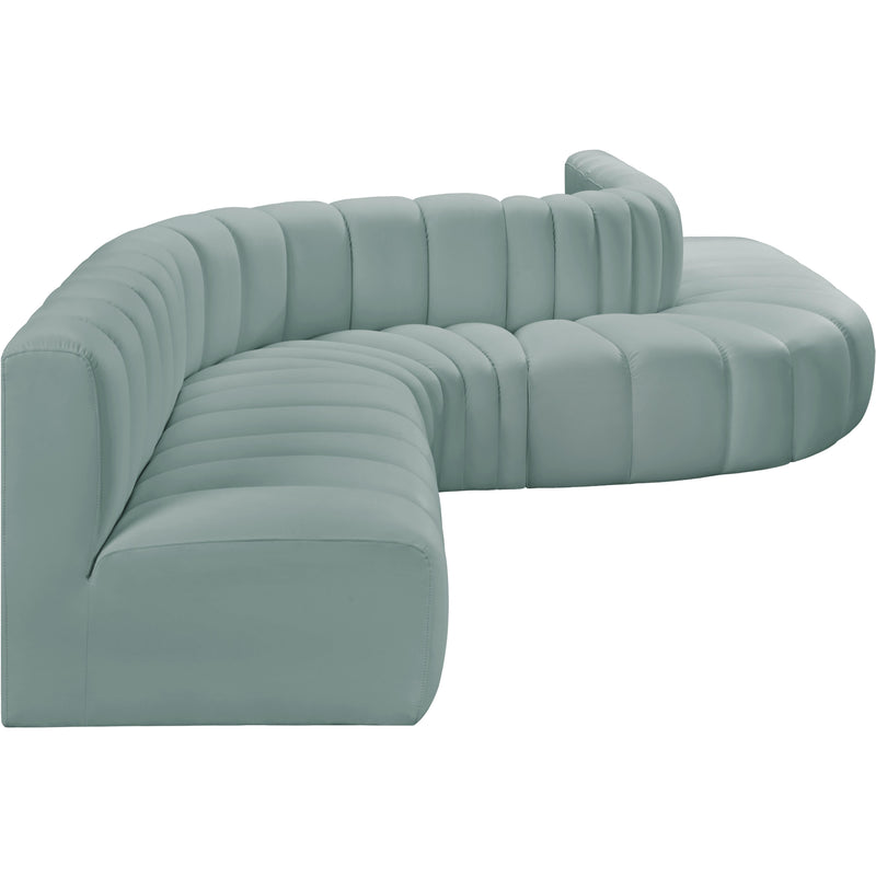 Meridian Arc Mint Green Vegan Leather 8 pc Modular Sectional IMAGE 5