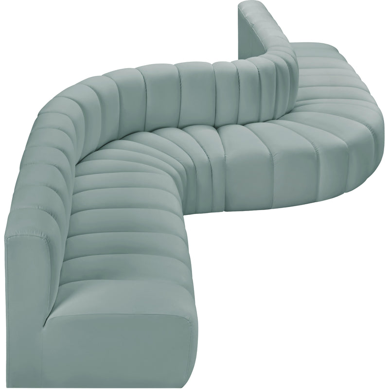 Meridian Arc Mint Green Vegan Leather 8 pc Modular Sectional IMAGE 6