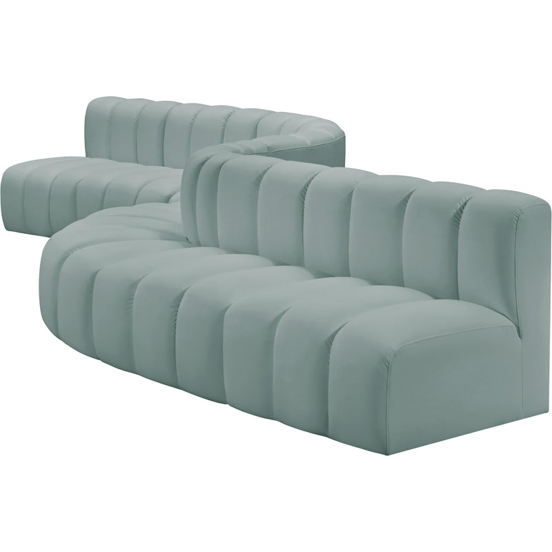 Meridian Arc Mint Green Vegan Leather 8 pc Modular Sectional IMAGE 7