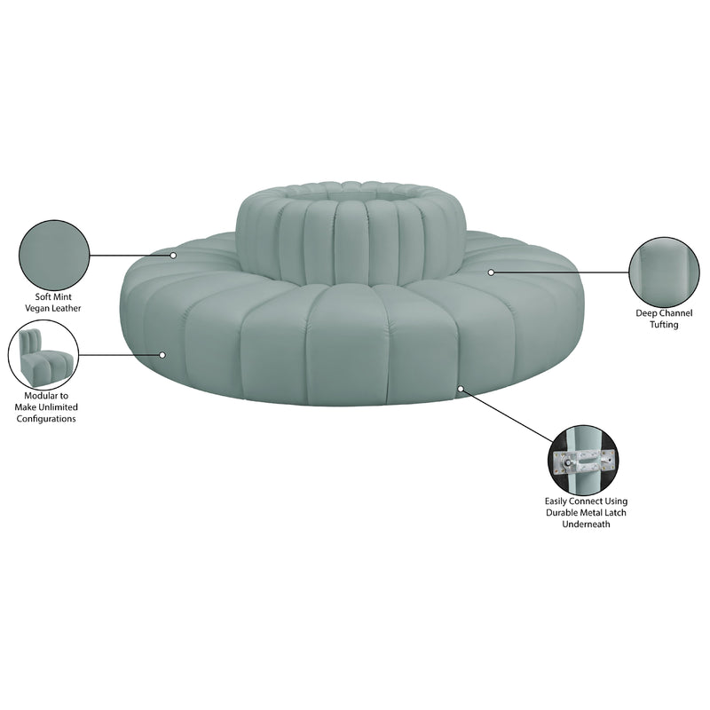 Meridian Arc Mint Green Vegan Leather 8 pc Modular Sectional IMAGE 8